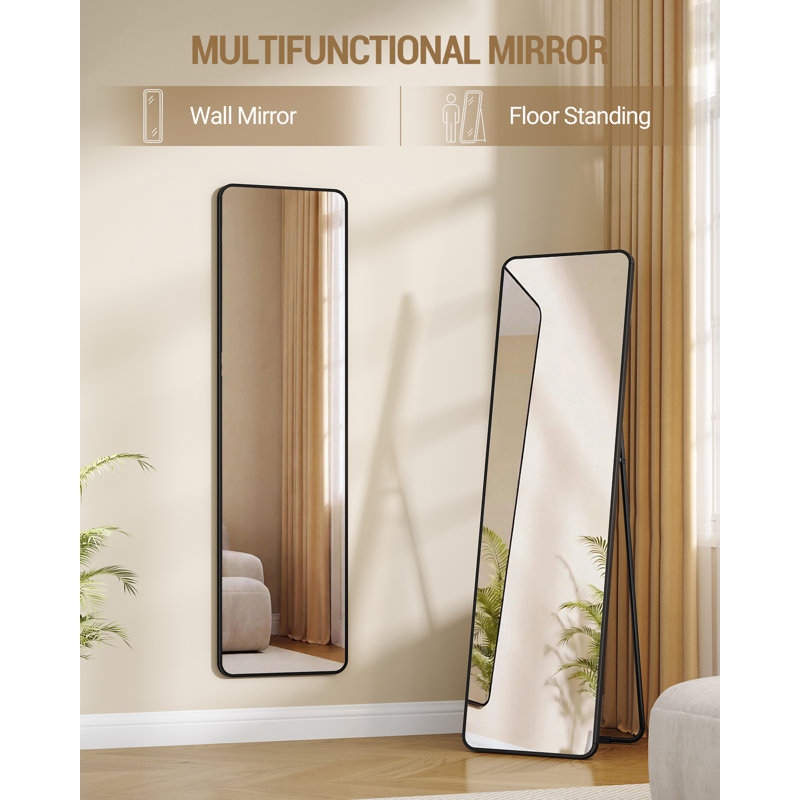 Aluminium Rectangle Freestanding and Wall Full Length Mirror, 150L x 40W cm