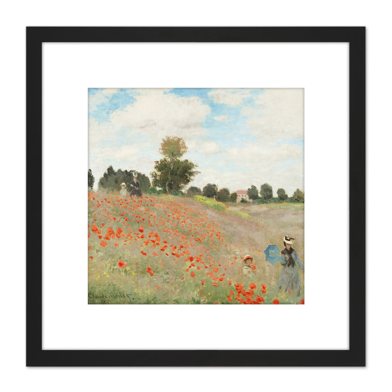 Claude Monet Poppy Field With People by Claude Monet - Single Picture Frame Painting