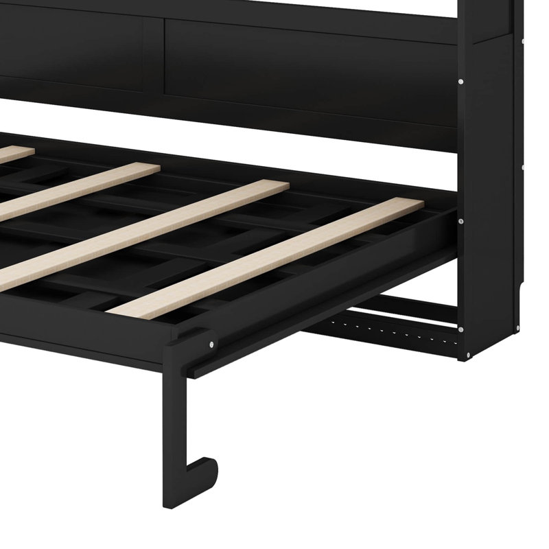 Lit escamotable avec motif imprimé tendance, éclairage DEL sous le lit et prise USB intégrée, lit mural peu encombrant, Queen