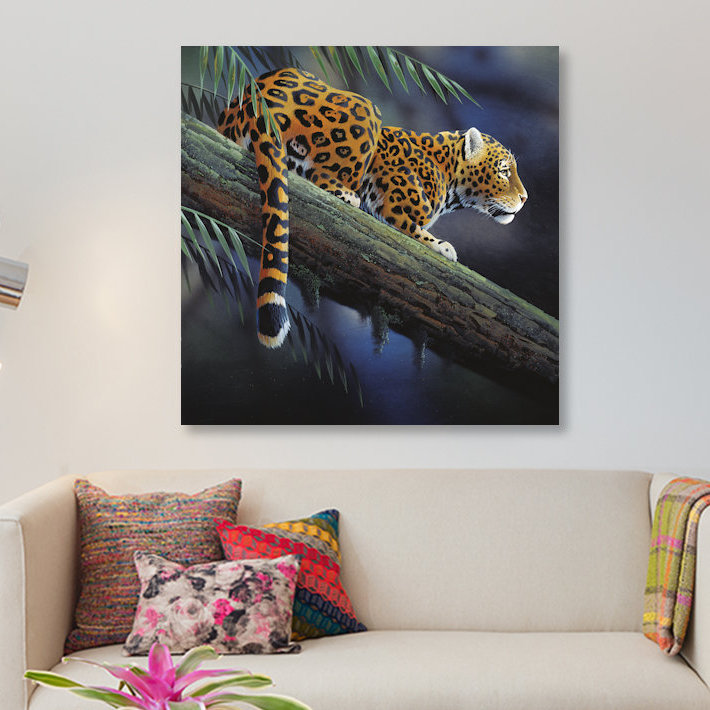 «Jaguar in a Tree», impression sur toile, H 12 po x l 12 po x P 1,5 po, Pas de tapis, Toile tendue