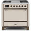 Cuisinière à double combustible 36 pouces avec 6 brûleurs scellés et plaque chauffante ILVE Majestic II Series (porte pleine)-65718428-64707956