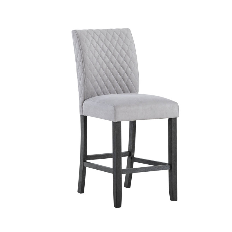 2 pièces en jasmin, sièges rembourrés en tissu gris, structure de pieds en bloc, hauteur de bras de 22 po, finition en microsuède, motif géométrique, ensemble de chaises de salle à manger décontractées (paire de 2), pieds, pièce