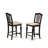 5 Piece Counter Height Dining Table Set Includes a Round Kitchen Table with Pedestal and 4 Linen Fabric Dining Room Chairs, Black & Cherry-1044971932-1044971935-991355867