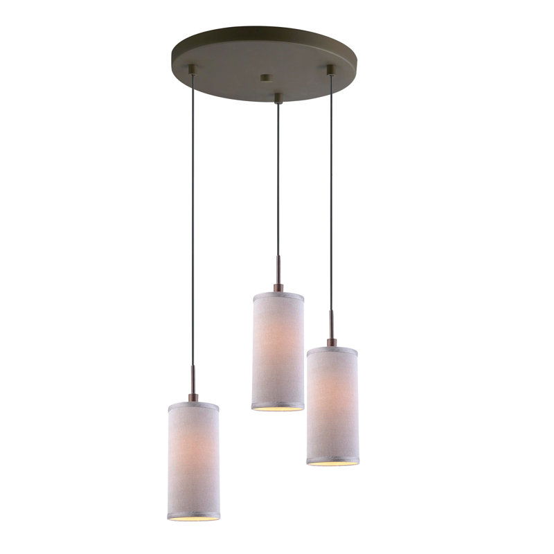 3 - Light Cluster Pendant, Grey Shade, Bronze
