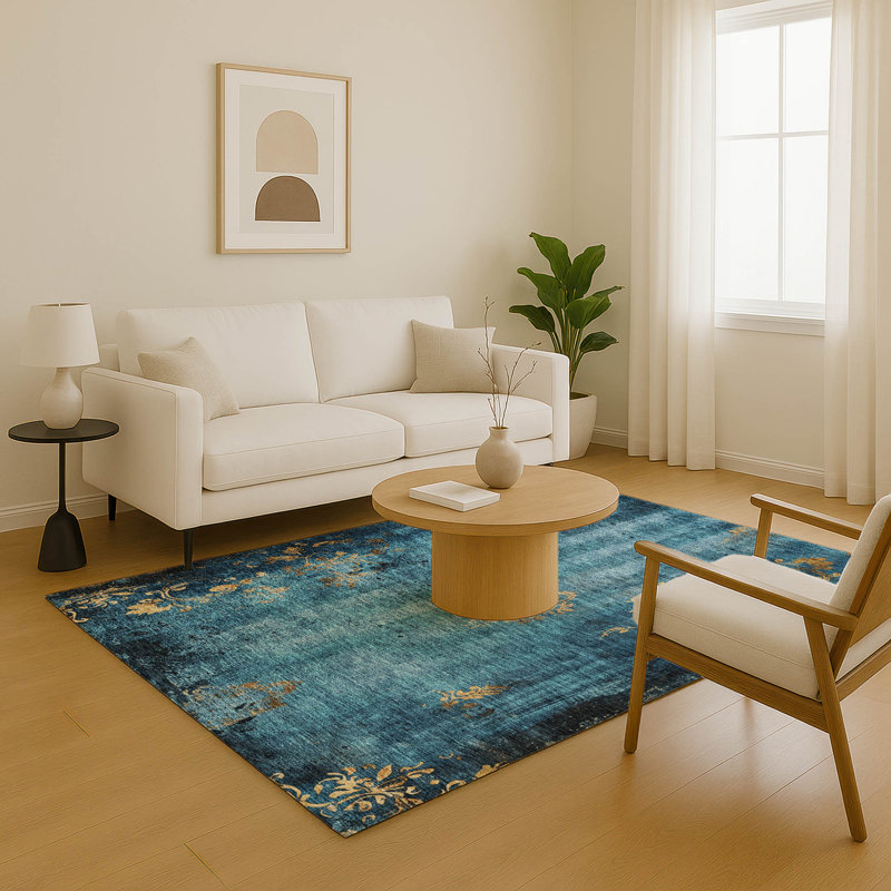 Premium Machine Washable Jacquez AMF1788 Floral Rug, Rectangle 8' x 10'