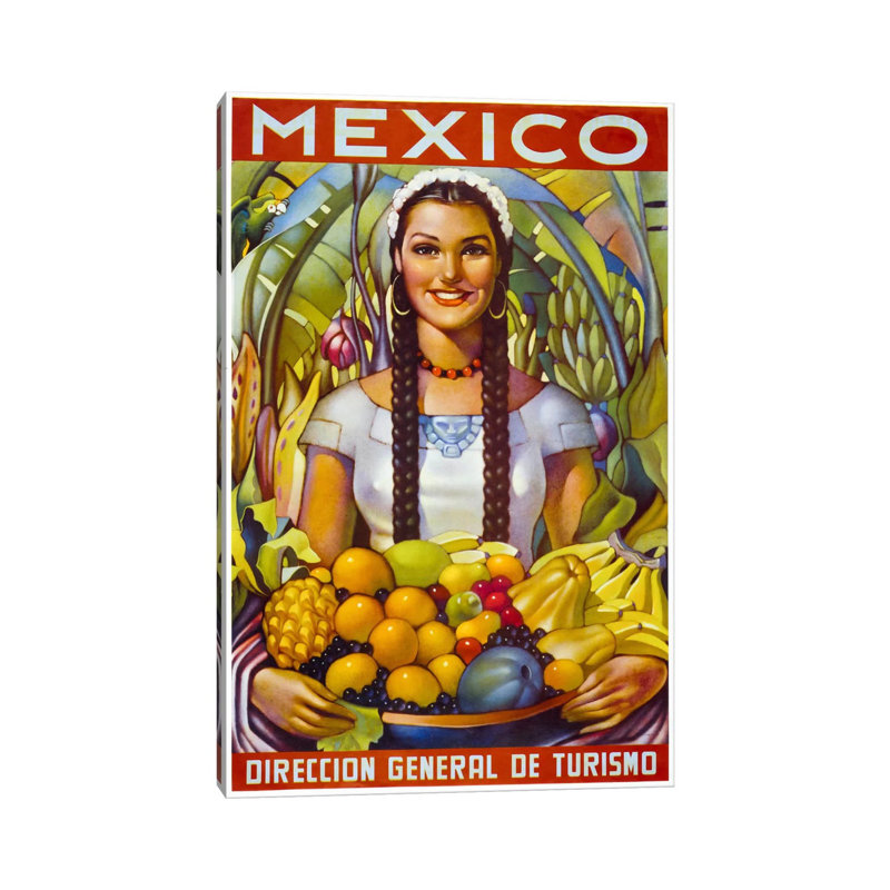 Mexique - impression d'art graphique, Toile tendue, H 12 po x l 8 po x P 0,75 po