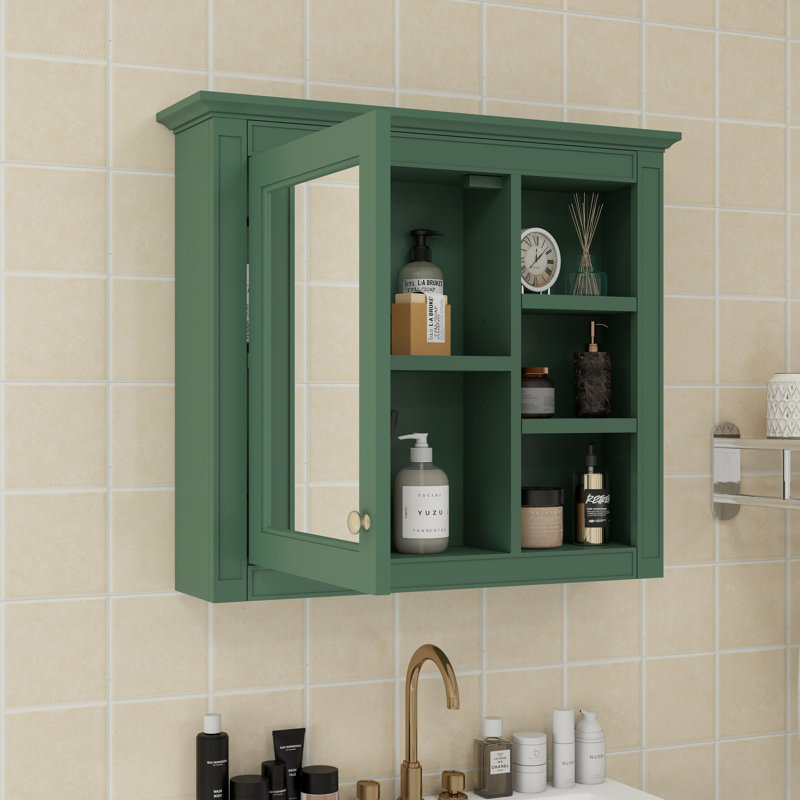 Armoire à pharmacie à miroir fixée au mur l 30 po H 28 po Rosaelia, Vert