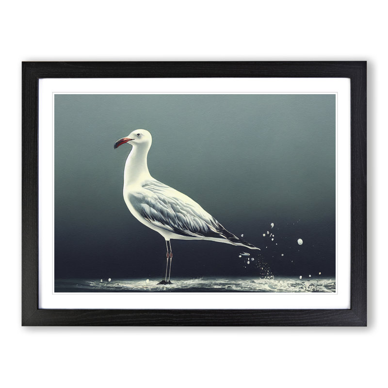 XH1022-5599X Lone Seagull - Single Picture Frame Print, Black, 34cm H x 46cm W