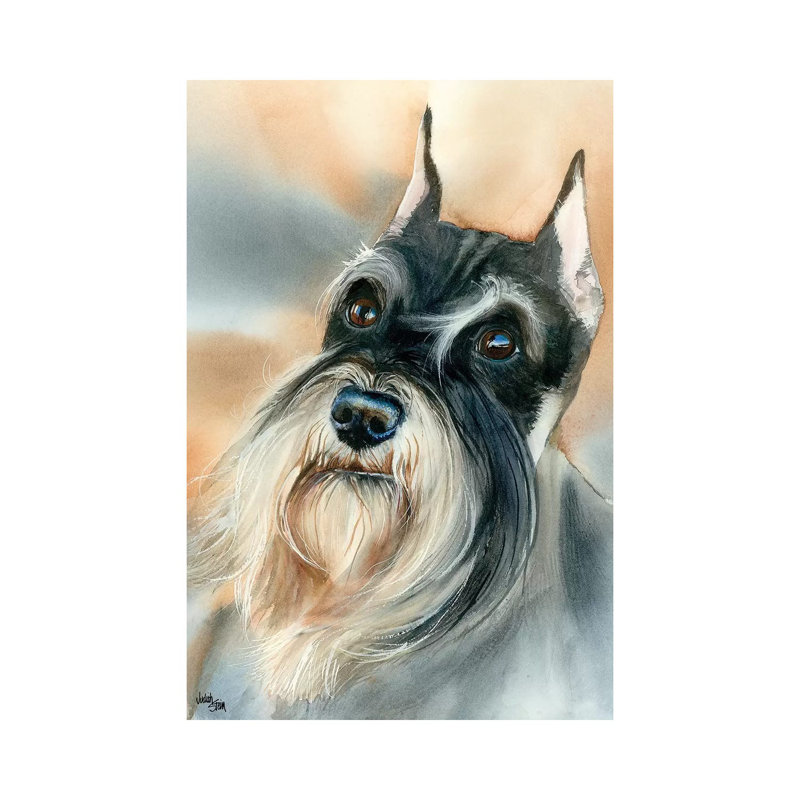 Mustachio - Miniature Schnauzer - Print on Canvas, Wrapped Canvas, 101.6cm H x 66.04cm W x 3.81cm D