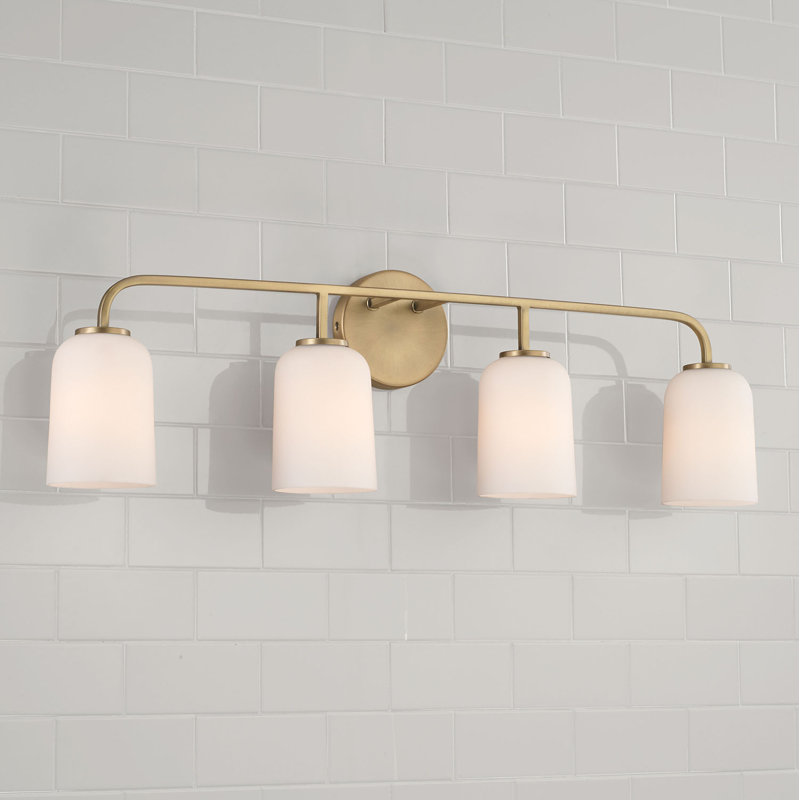 Newport 4 - Light Dimmable Vanity Light, Aged Brass