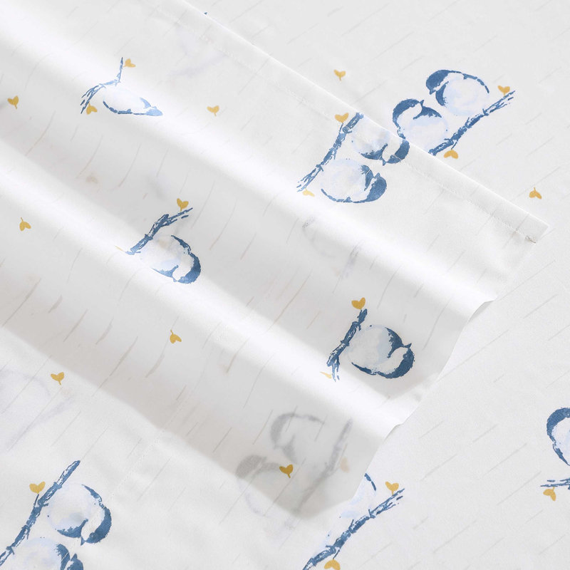 Ensemble de draps en coton percale Poppy & Fritz, Ensemble de draps lit simple + 1 taie d'oreiller, Bleu 1