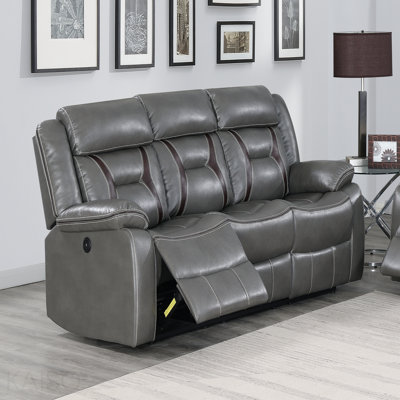Modern Motion Sofa 1pc Pillow Arms And Headrest Unique Back Design Gray Finish Primary Room Furniture