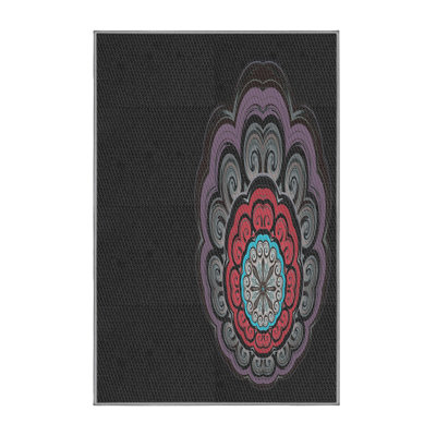 Tapis noir/mauve tissé à la machine