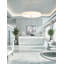 Textile - Luminaire suspendu cylindrique à profil bas DEL Genova - l 36 po x H 9,5 po - Lin crème-124960065-124960067