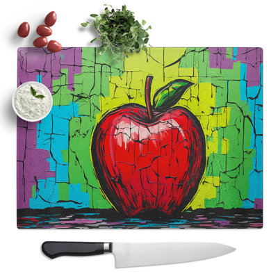 Apple Pop Art  Glass Chopping Board