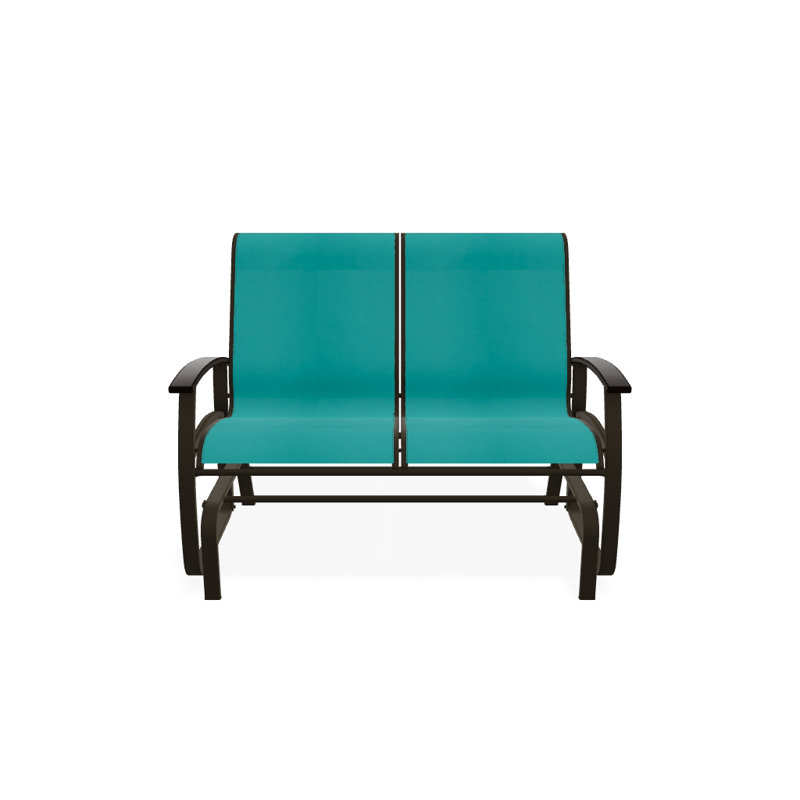 Belle Isle Outdoor Glider, Textured Beachwood, Kona P10, Aqua