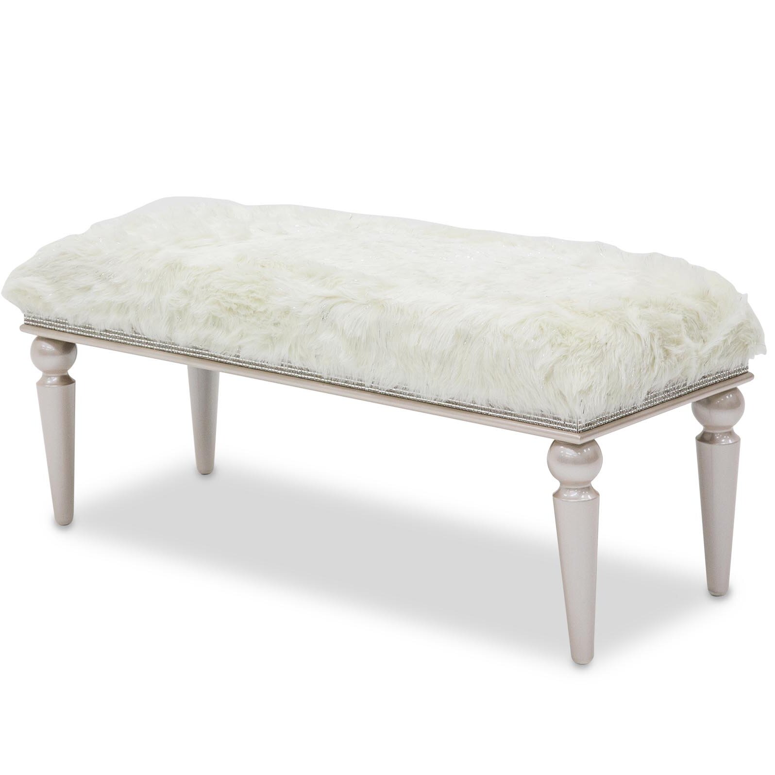 Michael Amini Glimmering Heights Faux Fur Upholstered Bench & Reviews ...