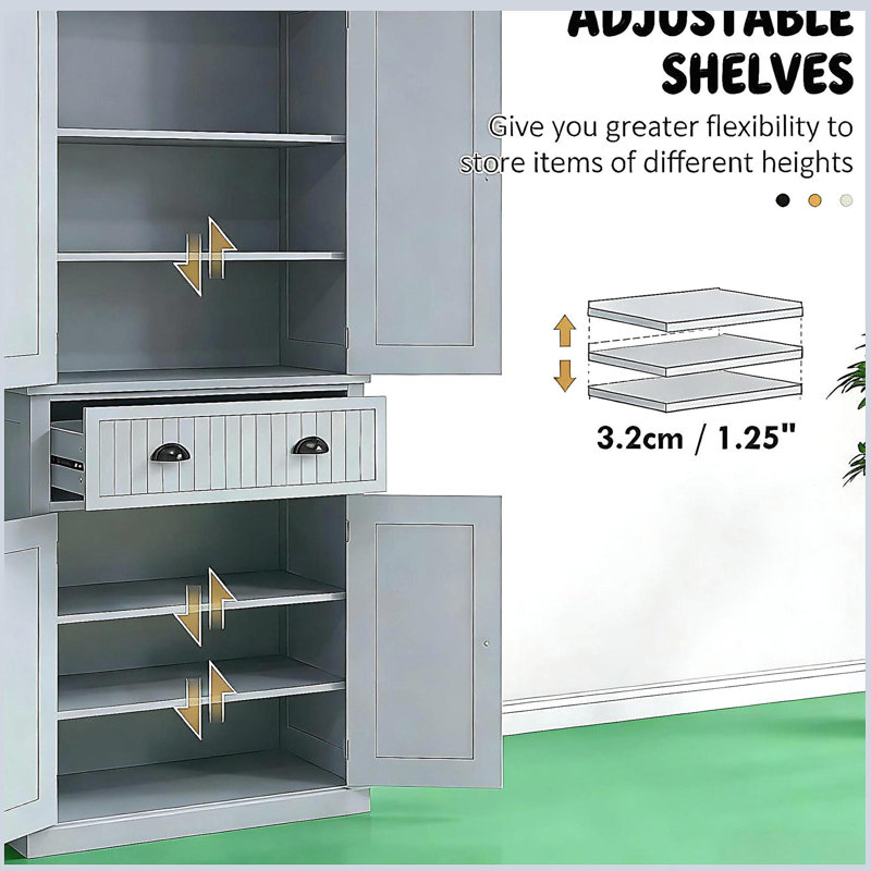 Armoire de cuisine, armoire de maison haute, armoire de rangement pour vestibule, armoire de rangement autoportante