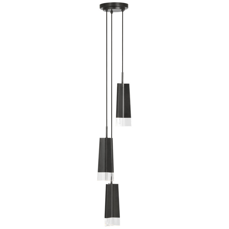 Thomas O'Brien Matcha 3 Light Pendant with Clear Glass, Bronze