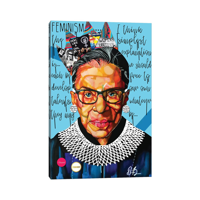 Ruth Ginsburg - impression d'art graphique, Pas de tapis, H 26 po x l 40 po x 1,5 po, Toile tendue