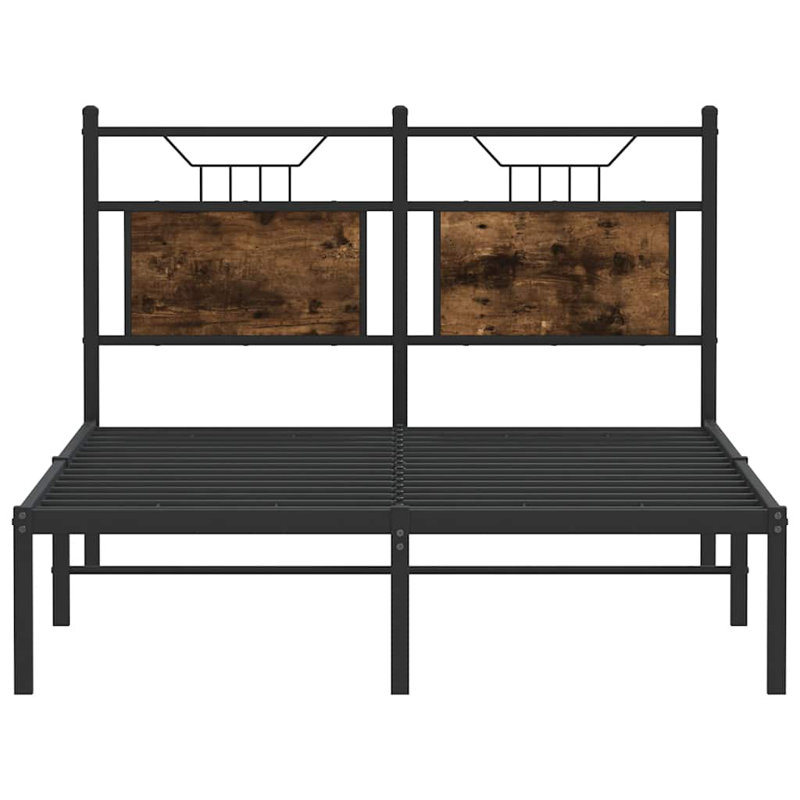 Bed Frame Without Mattress Engineered Wood, Smoked Oak, Small Double (4')