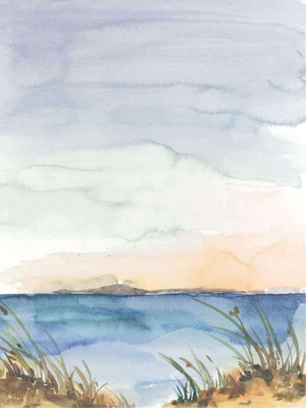 «Lake in Fall II» par Sara Brown - Peinture, H 40 po x l 30 po x P 1,5 po, Plexi
