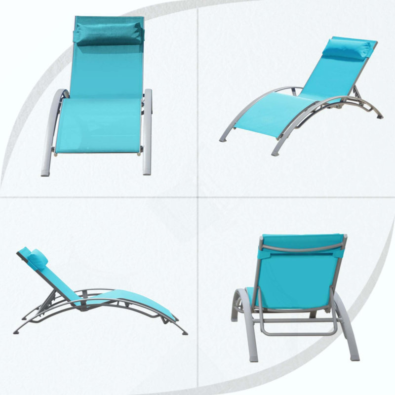 Ensemble de 3 chaises longues pour piscine (2 chaises longues + 1 table)