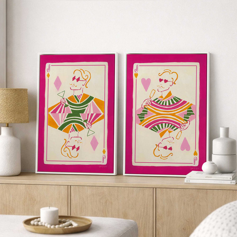 Pop Pop Party, ensemble de 2 impressions, 24" x 18", Framed Canvas, Polished Chrome