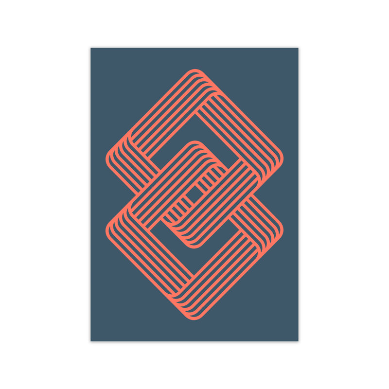 Blue And Red Geometric A - Print, No Frame, 42cm H x 30cm W x 1cm D