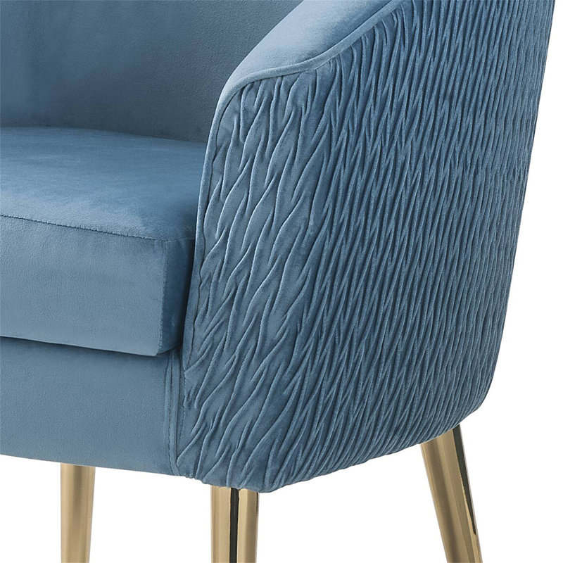 Fauteuil demi-tonneau en cuir fleur 28 po, Blue Velvet