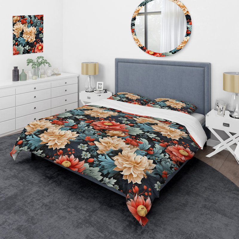 Ensemble de housse de couette floral Enchanting, Housse de couette pour très grand lit et 2 très