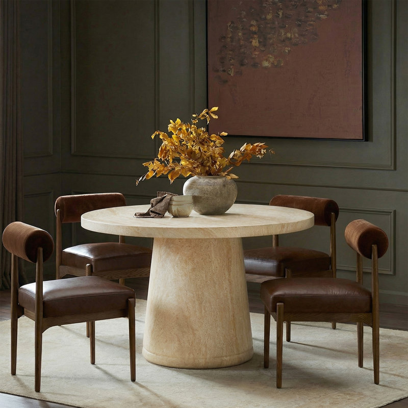 Watterson Modern 49"W Concrete Top Dining Table, Natural