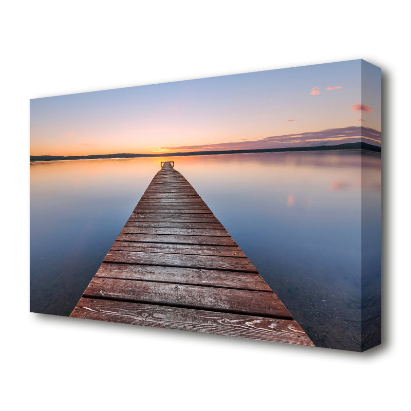 Tranquil Dock To The Sun Beach - Wrapped Canvas Print, 70 cm H x 100 cm W, Canvas