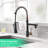 Pull Down Kitchen Sink Tap, Black And Gold, Single Lever Handle, Long-Lasting Performance Faucet, High Arc Spout With 360-Degree Rotation-1441556894