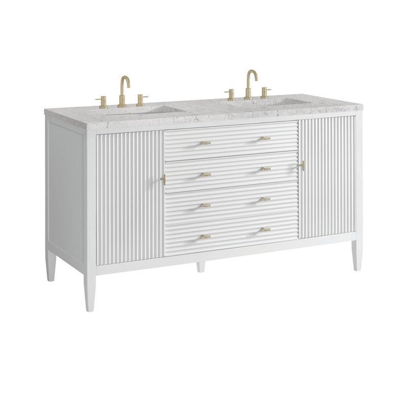 Myrrin 60'' W Double Vanity, Eternal Jasmine Pearl, Bright White, 8" Widespread