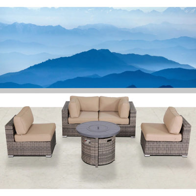 Cozy Outdoor With 10 Removable Cushion Covers And Propane Fire Pit, , Seats Up To 4 Elegant Fully Assembled Soft Cushions 55000 Flame, Weather-