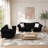 2-Piece Crystal Diamond Inlay Chesterfield Sofa Set, Black-115991187