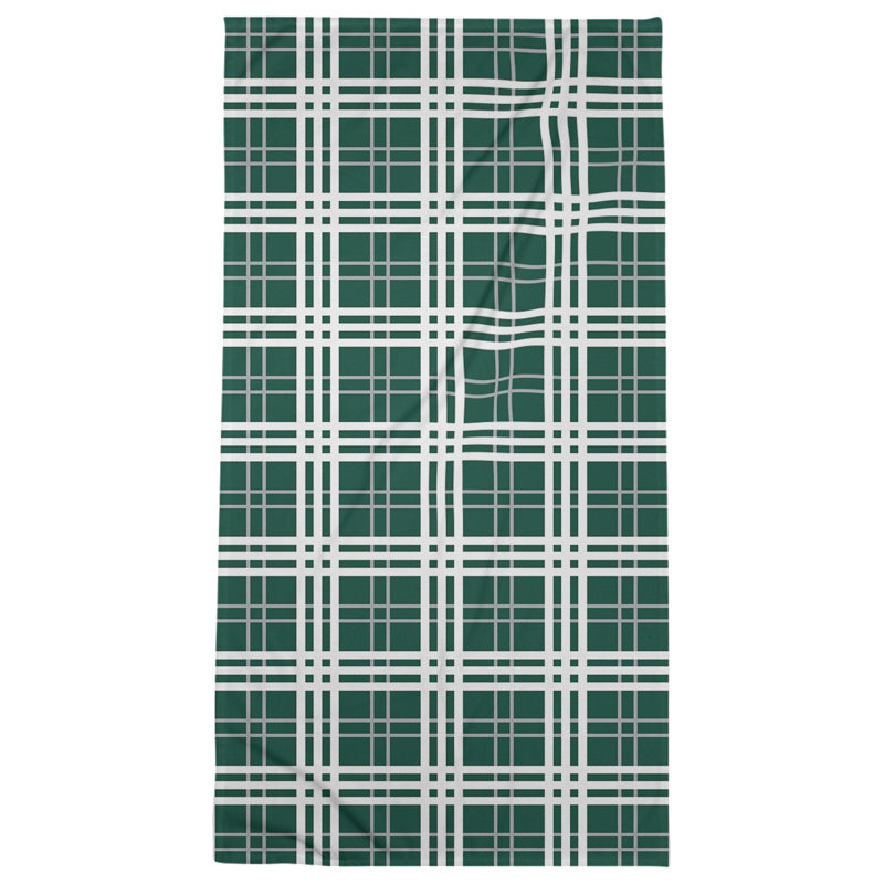 Bath Towel, Polyester/Cotton Blend, Hunter Green/Gray/White