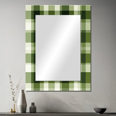 Uk Green Plaid Elegance - Plaid  Decorative Mirror, Vintage Large Wall Mirror, Printed Metal Art