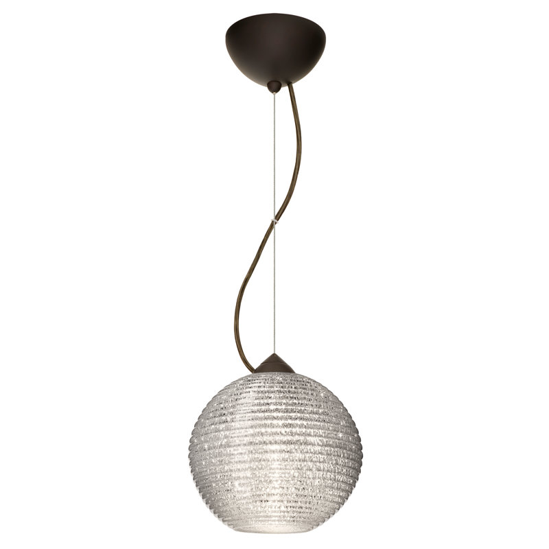 Luminaire sphère suspendu 1 lumières simple Kristall, Bronze brossé, Paillettes
