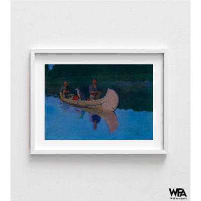 «Evening On A Canadian Lake» par Frederic Remington, reproduction de la nature canadienne, art mural Canada, art de petit bateau, impression d'art canot, art mural lac