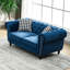 Canapé 2 places 165 cm avec revêtement en velours bleu, accoudoirs arrondis, clous décoratifs, design moderne du milieu du siècle, structure en pin massif, assise mi-ferme, ressorts et mousse haute densité, idéal pour le bureau.