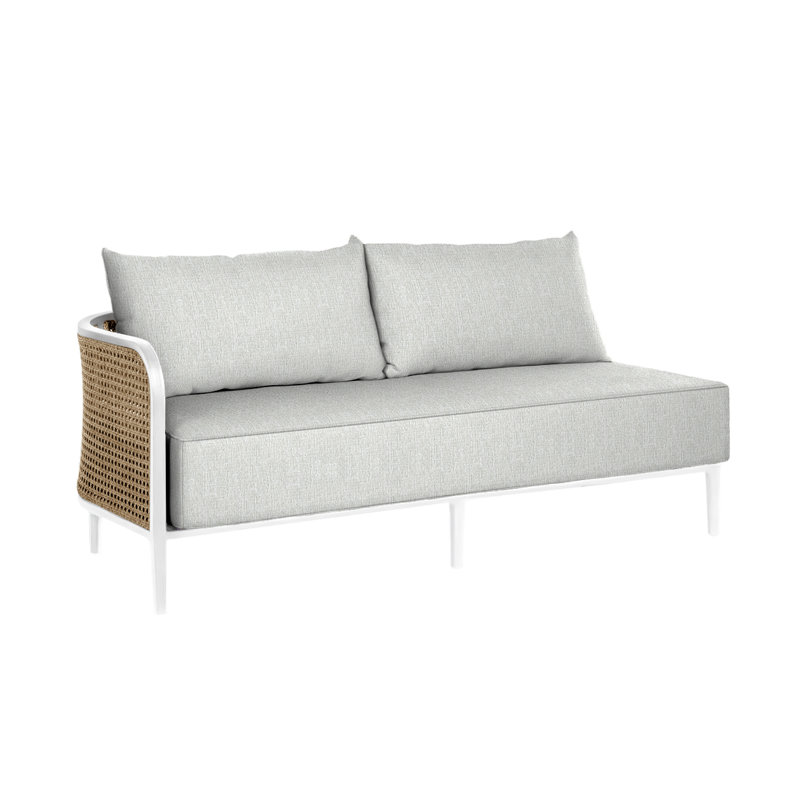 Havana 57" Wide Outdoor Loveseat with Cushions, Chalk/Natural Resin, Welt + Standard fill, Bali Pearl