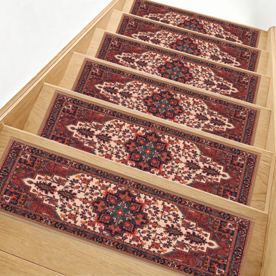 Non Slip Stair Treads for Wooden Steps，9"x30"Indoor Outdoor Stair Rugs for Kids, Elders & Pets, Residue-Free Machine Washable，15PCS