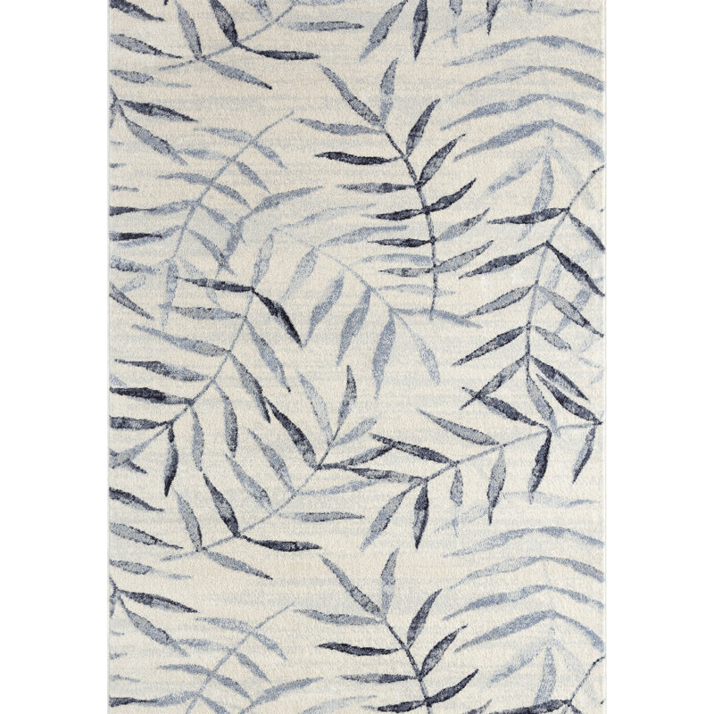 Tapis bleu marine à imprimé floral Abani Cruz CRU130A, Rectangle 7 pi 9 po x 10 pi 2 po