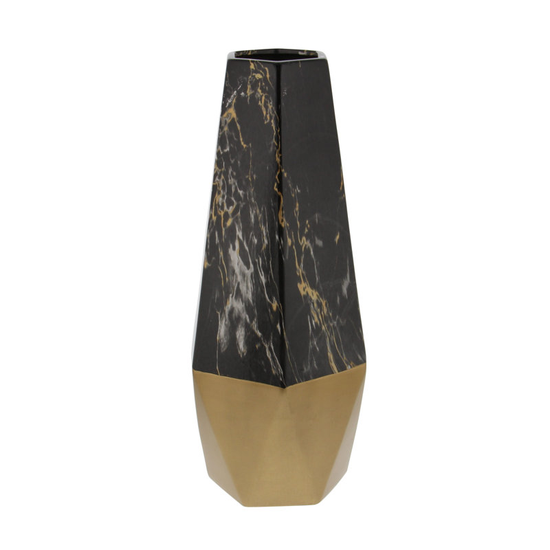 Vase décoratif en faux marbre Bhavya, H 18 po x l 7 po x P 7 po