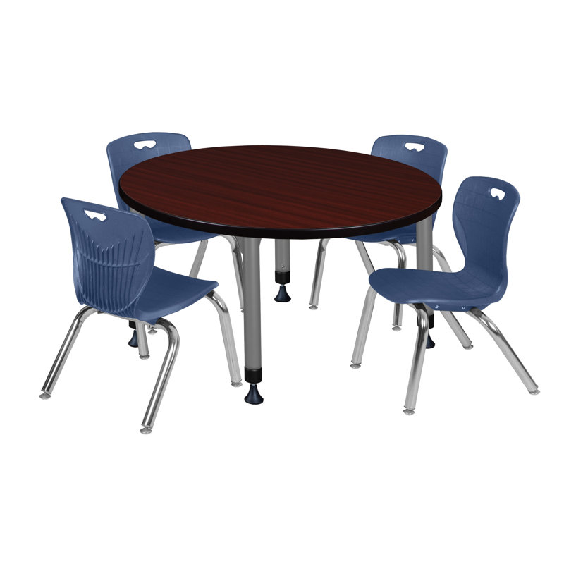 Ensemble de table de salle à manger et de chaises 12 po Kee, H 34 po x L 36 po x l 36 po, Blue, Acajou