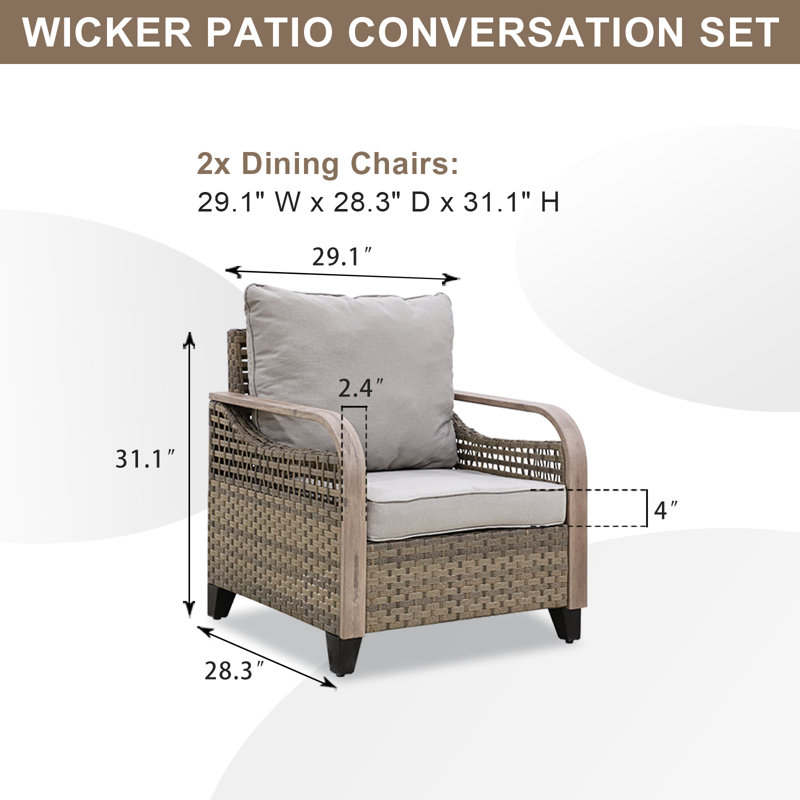 Wicker Outdoor Lounge Chair,Patio Club Chair, Gray