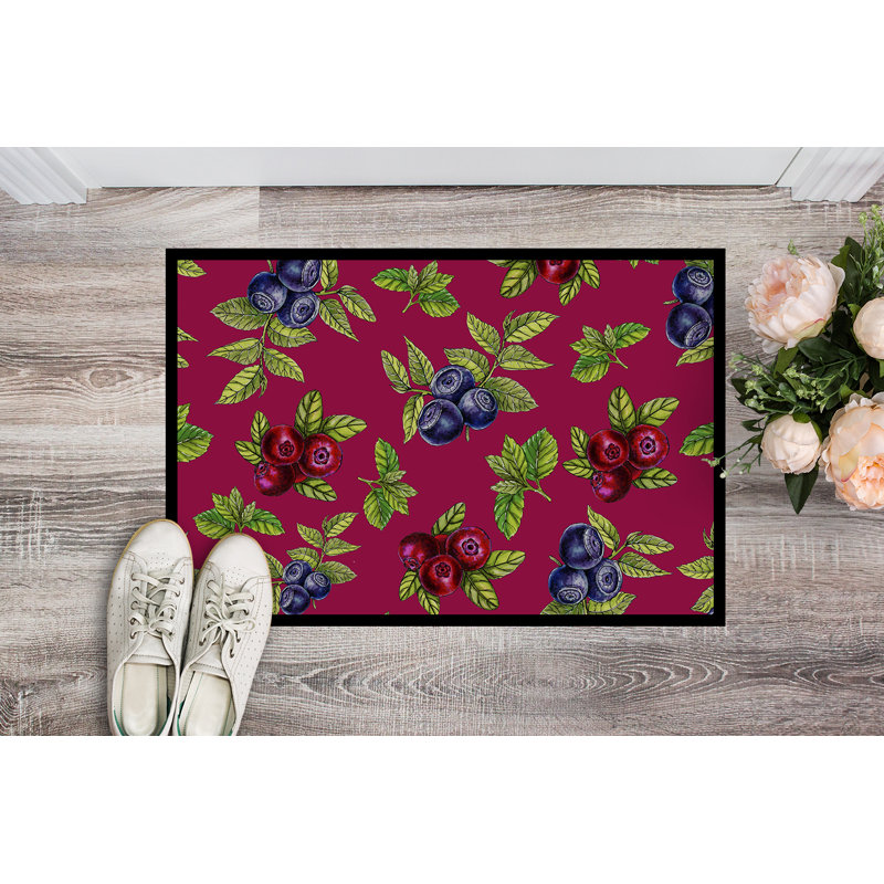 Tapis d'extérieur antidérapant Berries, Bourgogne, L 36 po x L 24 po