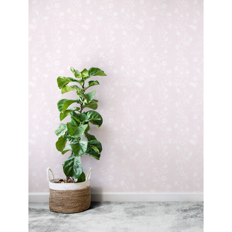 Flora 33' L x 20.5" W  Wallpaper Roll, Pink